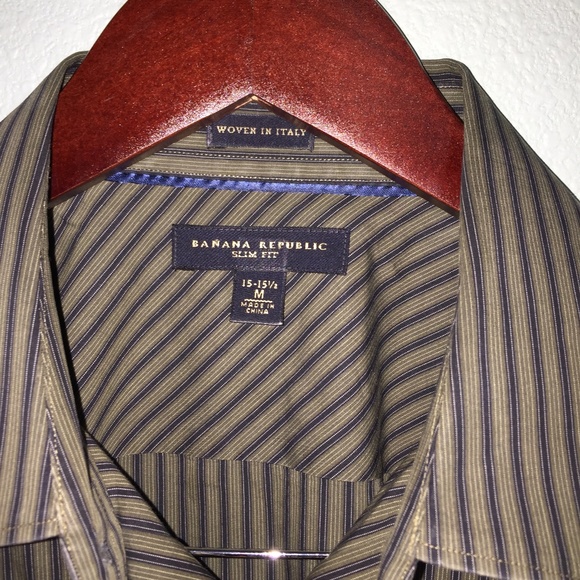 Banana Republic green & navy slim fit button down - Picture 3 of 5